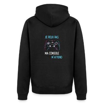 J'peux pas, ma Console m'attend - Geek Jeux Vidéo - Veste à capuche bio Premium Unisexe - noir - Dos - Nico (187cm)