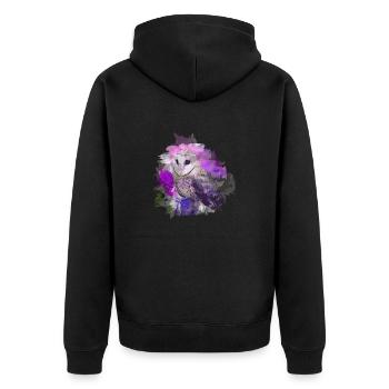 Owl Uhu Nightbird Watercolor - Unisex Premium Organic Zip Hoodie - black - Back - Nico (187cm)