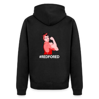 Red Girl for Strong Woman Red Apple Design Fun Gif - Unisex Premium Organic Zip Hoodie - black - Back - Nico (187cm)