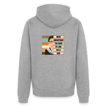 Ruth Bader Ginsburg Zitat Fraueninteresse Spaß Gif - Unisex Premium Bio Zip Hoodie - Grau meliert - Hinten - Nico (187cm)