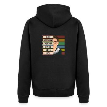 Jamais sous-estimer le pouvoir d'une fille avec un bo - Veste à capuche bio Premium Unisexe - noir - Dos - Nico (187cm)