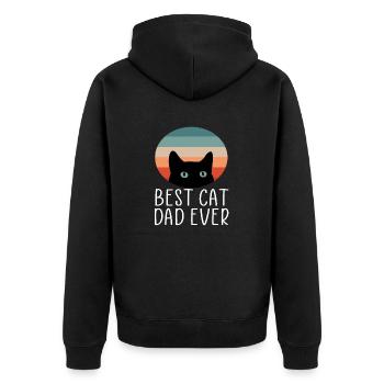 chat meilleur chat papa jamais rétro chats chat chats - Veste à capuche bio Premium Unisexe - noir - Dos - Nico (187cm)