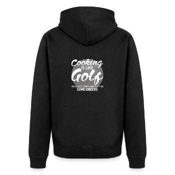 La cuisine est comme le golf - Le chef golfeur cuisine le golf - Veste à capuche bio Premium Unisexe - noir - Dos - Nico (187cm)