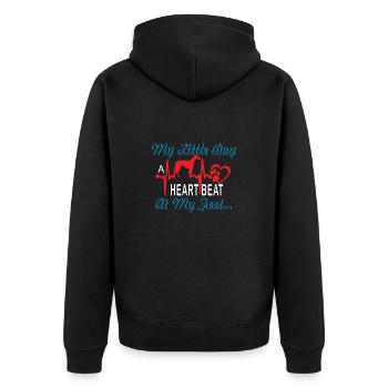 My little dog - Heartbeat. - Unisex Premium Organic Zip Hoodie - black - Back - Nico (187cm)