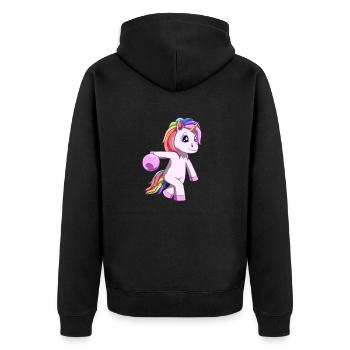 Licorne mignonne avec boule de bowling - Veste à capuche bio Premium Unisexe - noir - Dos - Nico (187cm)