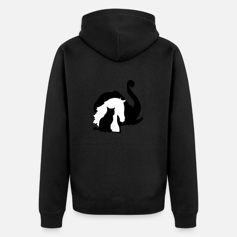 Éléphant cheval chat animaux conception - Veste à capuche bio Premium Unisexe - noir