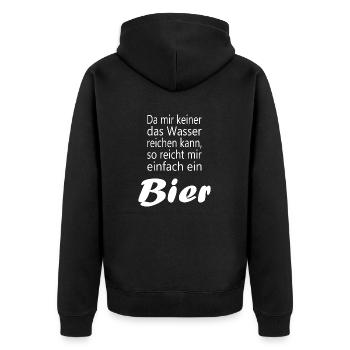 Bier trinken Bierzelt Biergarten Bierliebhaber - Unisex Premium Bio Zip Hoodie - Schwarz - Hinten - Nico (187cm)
