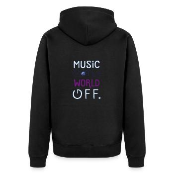 Music on World off - Unisex Premium Bio Zip Hoodie - Schwarz - Hinten - Nico (187cm)