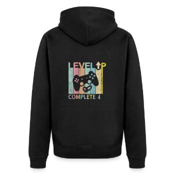 Level Up Complète 4 mariage Anniversary vidéo - Veste à capuche bio Premium Unisexe - noir - Dos - Nico (187cm)