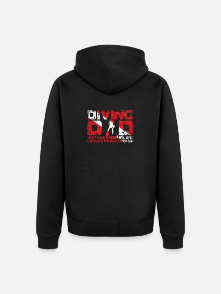 Nurkowanie Tata Funny Diver Prezent Tata Dzień Ojca - Ekologiczna rozpinana bluza z kapturem Premium unisex - czarny