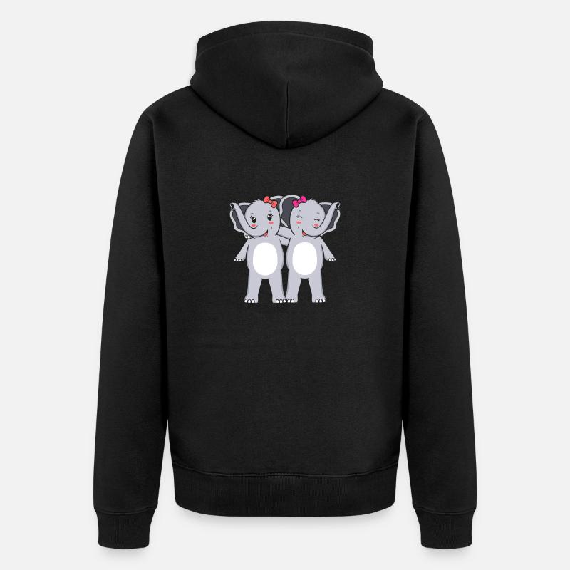 Elephanten Elefanten - Unisex Premium Bio Zip Hoodie - Schwarz