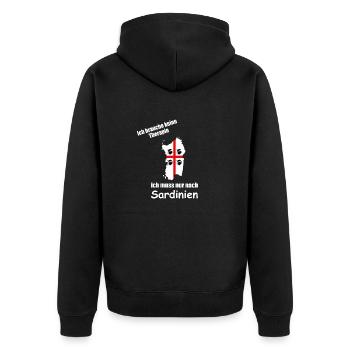Ich brauche keine Therapie muss nach Sardinien - Unisex Premium Bio Zip Hoodie - Schwarz - Hinten - Nico (187cm)