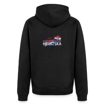 Hrvatska - Unisex Premium Organic Zip Hoodie - black - Back - Nico (187cm)