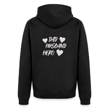 Papa mari héros I modèle de rôle papa mari - Veste à capuche bio Premium Unisexe - noir - Dos - Nico (187cm)