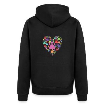 Coeur Paw Print Chien Chat Amant Saint Valentin - Veste à capuche bio Premium Unisexe - noir - Dos - Nico (187cm)