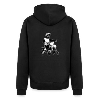 Motocross Design Enduro / Geschenkidee - Unisex Premium Bio Zip Hoodie - Schwarz - Hinten - Nico (187cm)