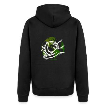 Earth day - we have it in our hand - Unisex Premium Bio Zip Hoodie - Schwarz - Hinten - Nico (187cm)