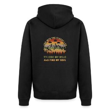And Into The Forest Great Retro Hike Nature - Unisex Premium Organic Zip Hoodie - black - Back - Nico (187cm)