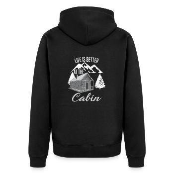 Life Is Better At The Cabin Camper Wanderer Hütte - Veste à capuche bio Premium Unisexe - noir - Dos - Nico (187cm)