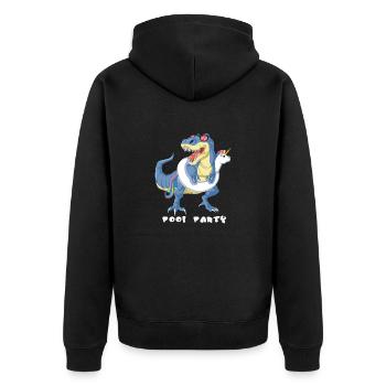 Dinosaurier-Pool-Party - Unisex Premium Bio Zip Hoodie - Schwarz - Hinten - Nico (187cm)