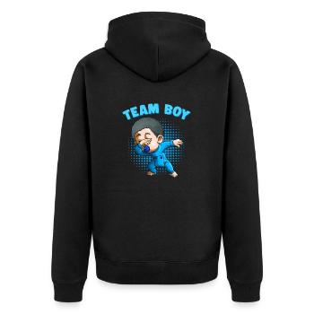 Team Boy lustige Geschlecht offenbaren Party Dabbing schwarz B - Unisex Premium Bio Zip Hoodie - Schwarz - Hinten - Nico (187cm)