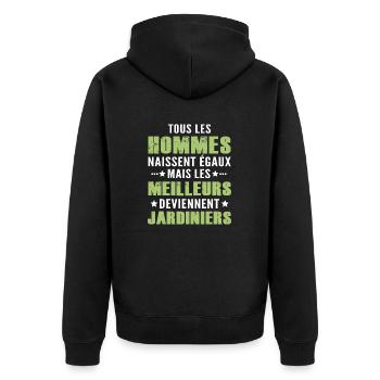 homme humour jardinier / meilleur jardinier - Veste à capuche bio Premium Unisexe - noir - Dos - Nico (187cm)