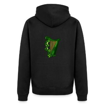 Irische Harfe lustige St. Patricks Day Geschenke für Harfe p - Unisex Premium Bio Zip Hoodie - Schwarz - Hinten - Nico (187cm)