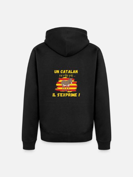 Catalan - Il s'exprime humour homme ou femme - Veste à capuche bio Premium Unisexe - noir