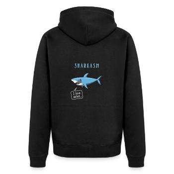 Sharkasm, Shark, Vegan, Shark T-Shirt - Unisex Premium Organic Zip Hoodie - black - Back - Nico (187cm)