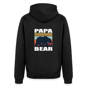 Papa Bear Vatertag Herrentag - Unisex Premium Bio Zip Hoodie - Schwarz - Hinten - Nico (187cm)