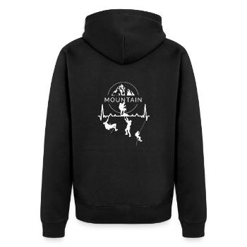 Heartbeat Mountain Hiking - wandern - Unisex Premium Bio Zip Hoodie - Schwarz - Hinten - Nico (187cm)