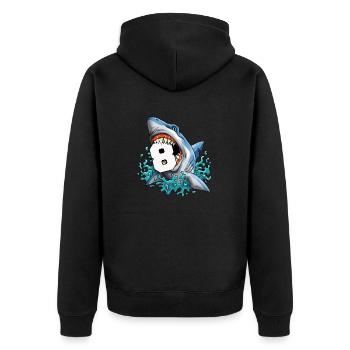 Kids Shark 6th Birthday Boys Funny Shark 8 yrs Old - Unisex Premium Organic Zip Hoodie - black - Back - Nico (187cm)