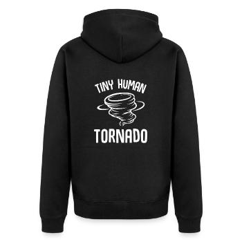 Tiny Human Tornado - Unisex Premium Bio Zip Hoodie - Schwarz - Hinten - Nico (187cm)