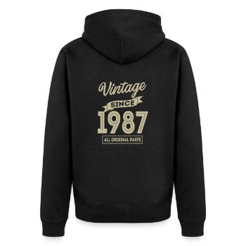Jahrgang seit 1987 alle Original-Teile - Unisex Premium Bio Zip Hoodie - Schwarz - Hinten - Nico (187cm)