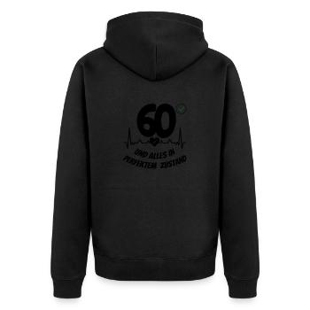 Geschenk zum 60 Geburtstag 60 Jahre Spruch - Unisex Premium Bio Zip Hoodie - Schwarz - Hinten - Nico (187cm)
