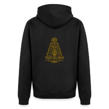 VIRGEN DEL ROCIO by The Manzanita´s - Unisex Premium Bio Zip Hoodie - Schwarz - Hinten - Nico (187cm)