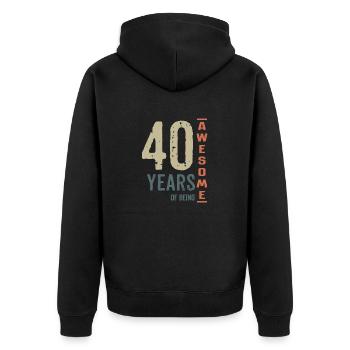 40 YEARS OF BEING AWESOME - Unisex Premium Organic Zip Hoodie - black - Back - Nico (187cm)