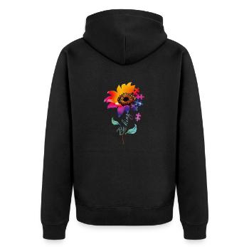 Autism Be Kind Shirt - Autism Flower Be Kind Gift - Veste à capuche bio Premium Unisexe - noir - Dos - Nico (187cm)