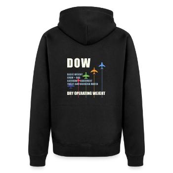 DOW Dry Operating Weight Airplane Weight Gift - Unisex Premium Organic Zip Hoodie - black - Back - Nico (187cm)