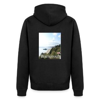 Bournemouth, England - Unisex Premium Bio Zip Hoodie - Schwarz - Hinten - Nico (187cm)