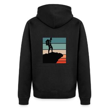 Hiking - Unisex Premium Bio Zip Hoodie - Schwarz - Hinten - Nico (187cm)