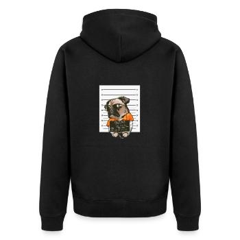 Dog Gangster dog mugshot Bulldog - Unisex Premium Organic Zip Hoodie - black - Back - Nico (187cm)