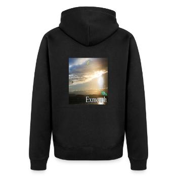 Exmouth - Unisex Premium Bio Zip Hoodie - Schwarz - Hinten - Nico (187cm)