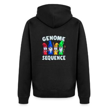 Genome Sequence Funny Gnome Biology Science Pun - Unisex Premium Organic Zip Hoodie - black - Back - Nico (187cm)