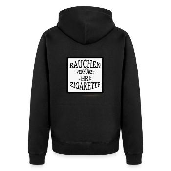 Zigaretten Spruch Lustig - Unisex Premium Bio Zip Hoodie - Schwarz - Hinten - Nico (187cm)
