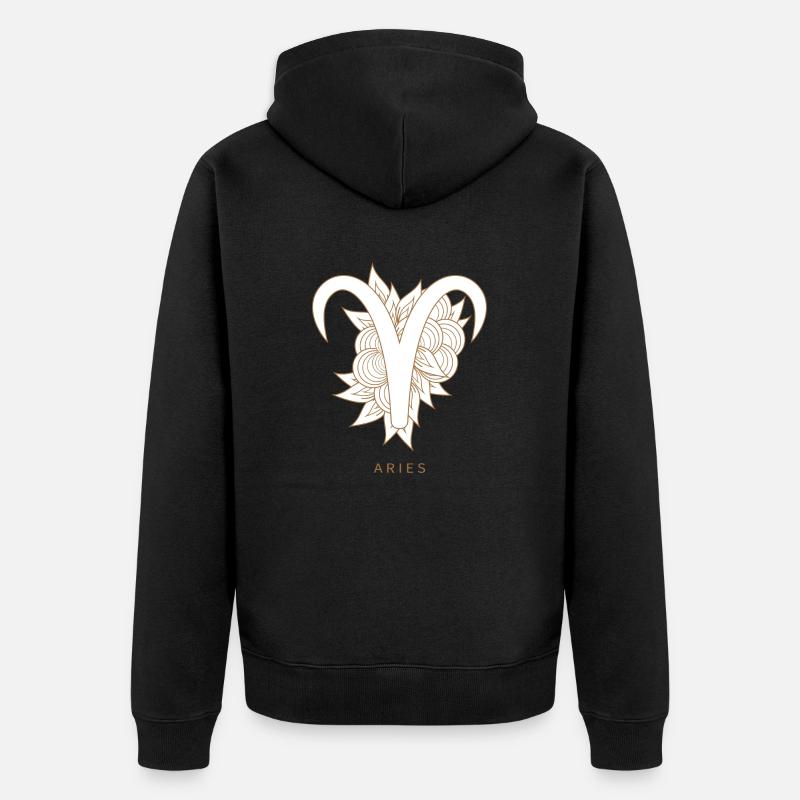 Aries Widder Sternzeichen Astrology - Unisex Premium Bio Zip Hoodie - Schwarz