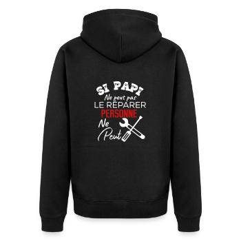 Si papi ne peut pas le reparer personne ne peut - Veste à capuche bio Premium Unisexe - noir - Dos - Nico (187cm)