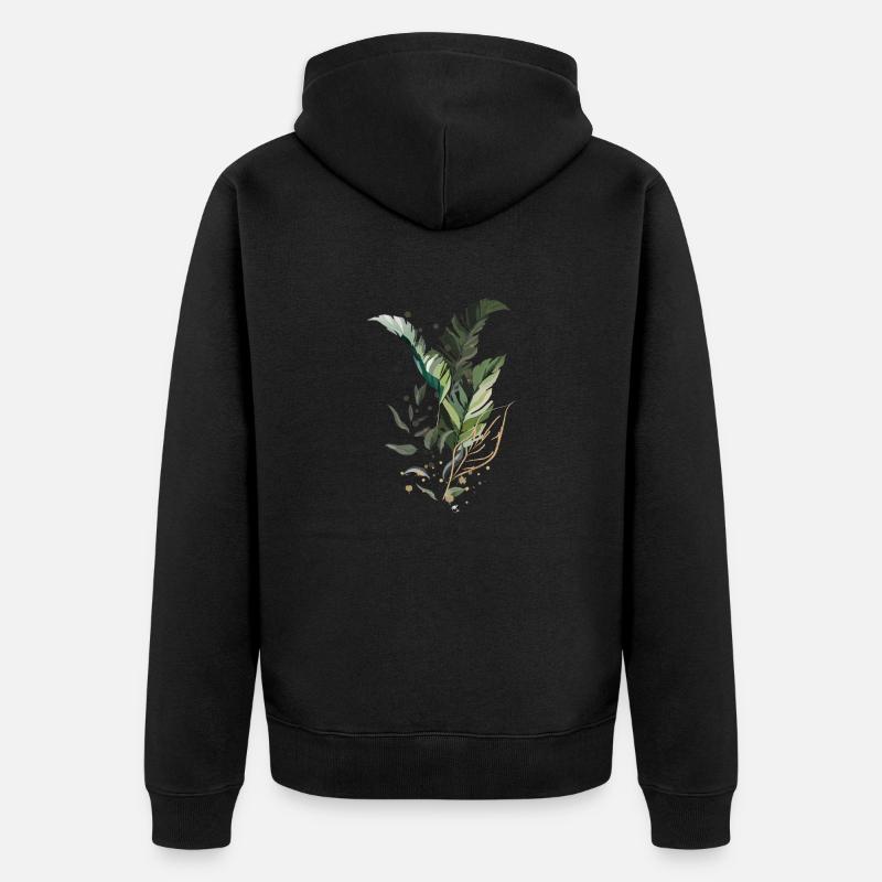 Feuilles tropicales Illustration - Veste à capuche bio Premium Unisexe - noir