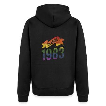 Classic 1983 Rainbow Colors - Unisex Premium Organic Zip Hoodie - black - Back - Nico (187cm)