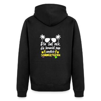 Endlich Sommerferien, Cocktails - Unisex Premium Bio Zip Hoodie - Schwarz - Hinten - Nico (187cm)